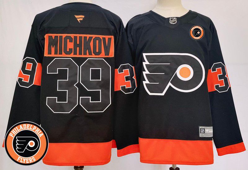 Men Philadelphia Flyers #39 Michkov Black Fanatics 2025 NHL Jersey style 2